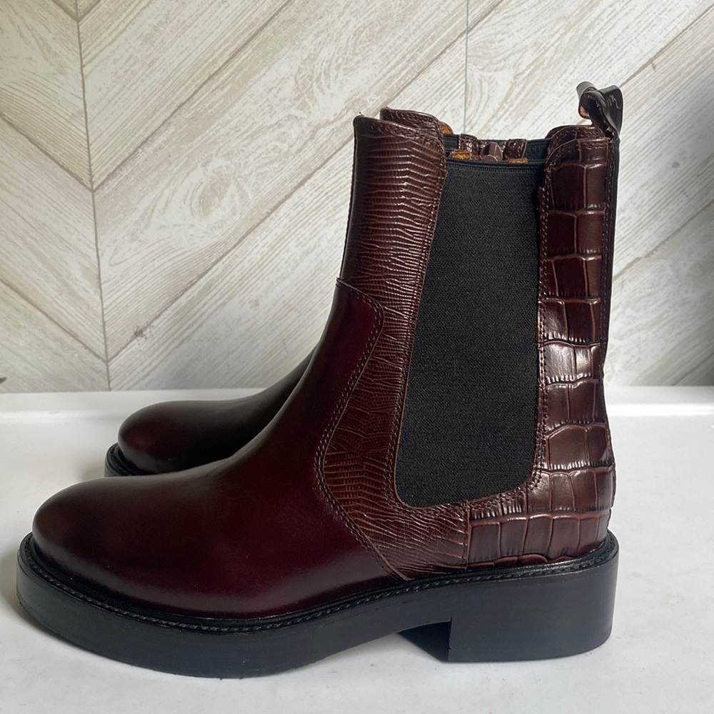 NEW Jeffrey Campbell Edmund Hi chelsea boots brown croc boots 6